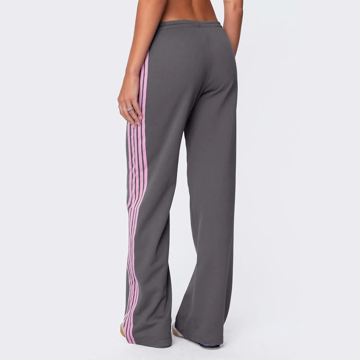 Track Pants Women Baggy Pants Drawstring Waist Striped Wide Leg Cargo Trousers Loose Parachute Y2k Sweatpants