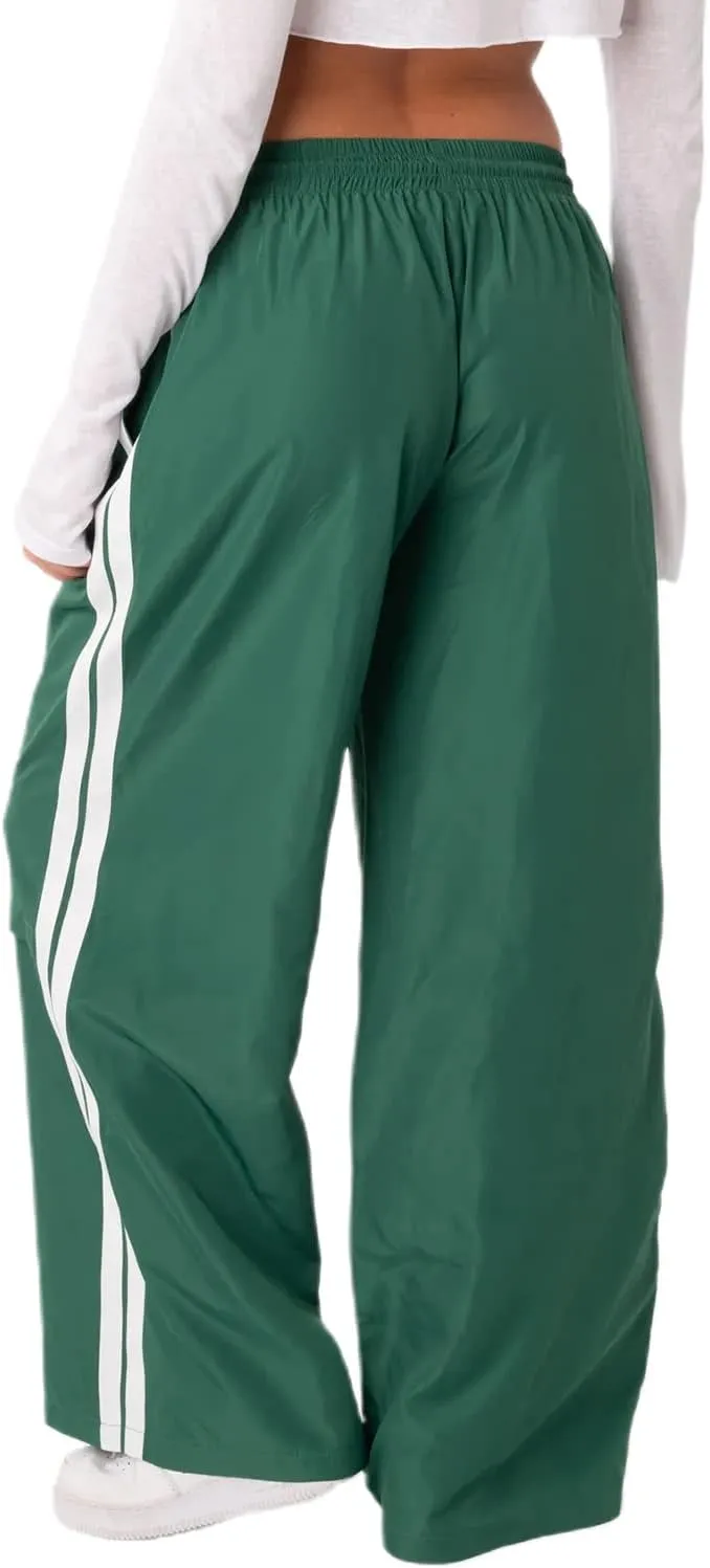 Track Pants Women Baggy Pants Drawstring Waist Striped Wide Leg Cargo Trousers Loose Parachute Y2k Sweatpants