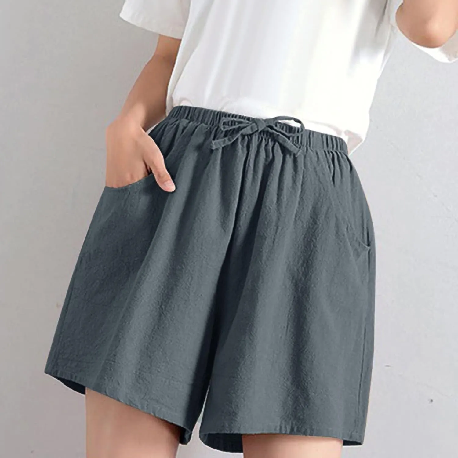 tuduoms Linen Bootcut Lounge Pants for Summer Business Casual Comfy Loose Work Trousers Women High Waist Wide Leg Yoga Pants