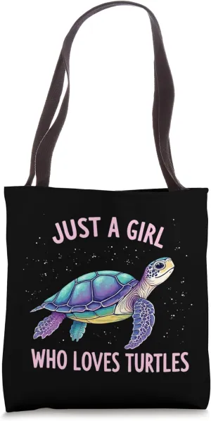 Turtle Sea Animals Just a Girl Who Loves Turtles Watercolor Tote Bag
