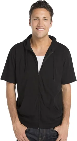 Unisex Casual Short Sleeve Zip Hoodie, Lightweight Jersey Zip Up Hoodie for Men and Women