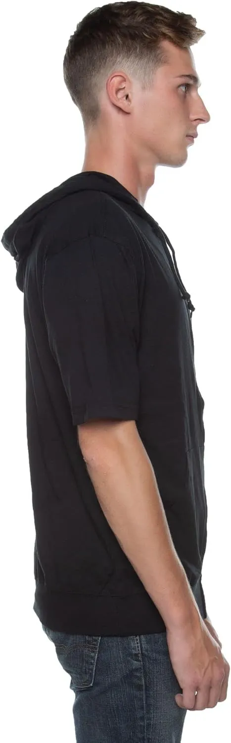 Unisex Casual Short Sleeve Zip Hoodie, Lightweight Jersey Zip Up Hoodie for Men and Women