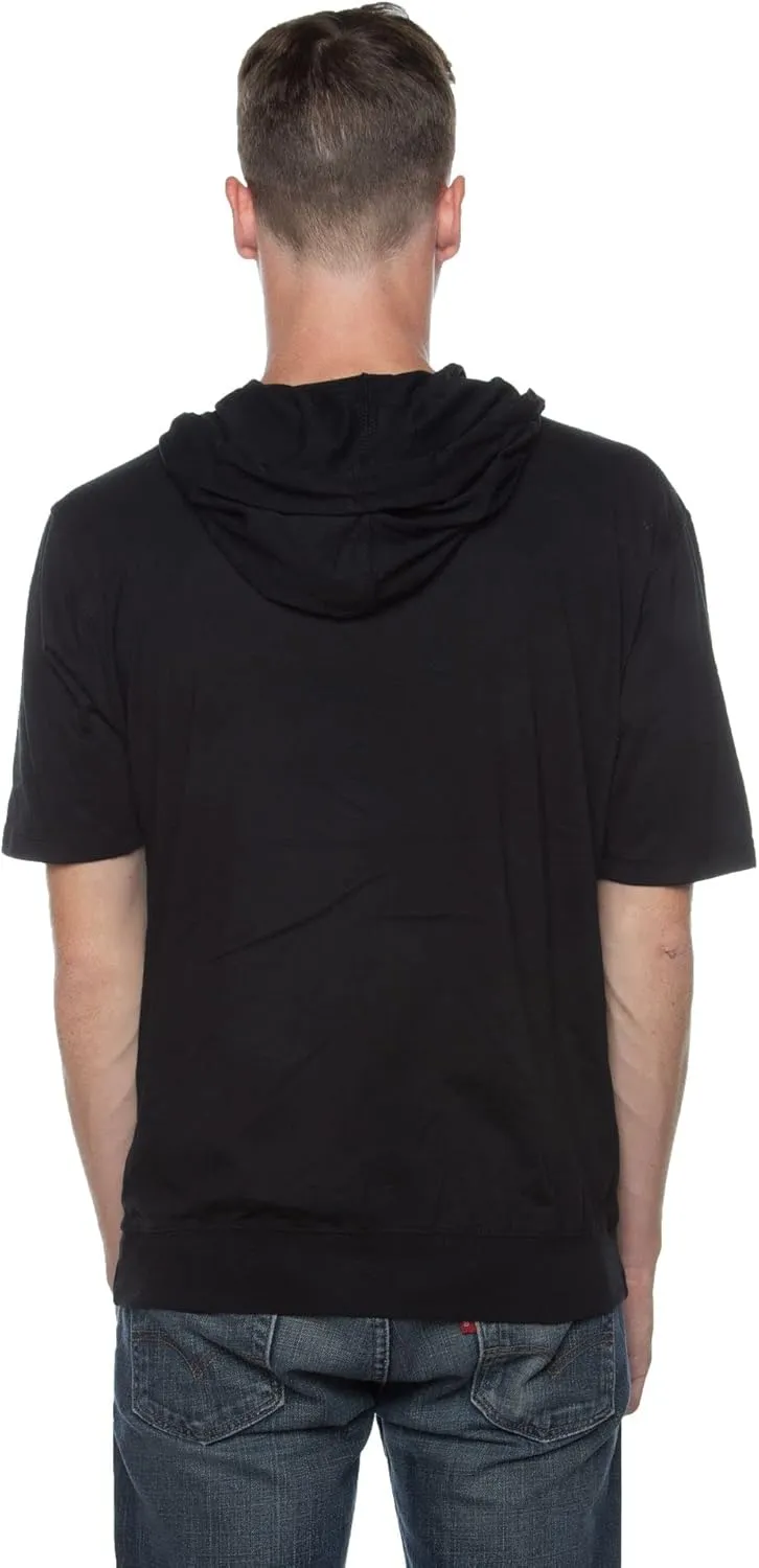 Unisex Casual Short Sleeve Zip Hoodie, Lightweight Jersey Zip Up Hoodie for Men and Women