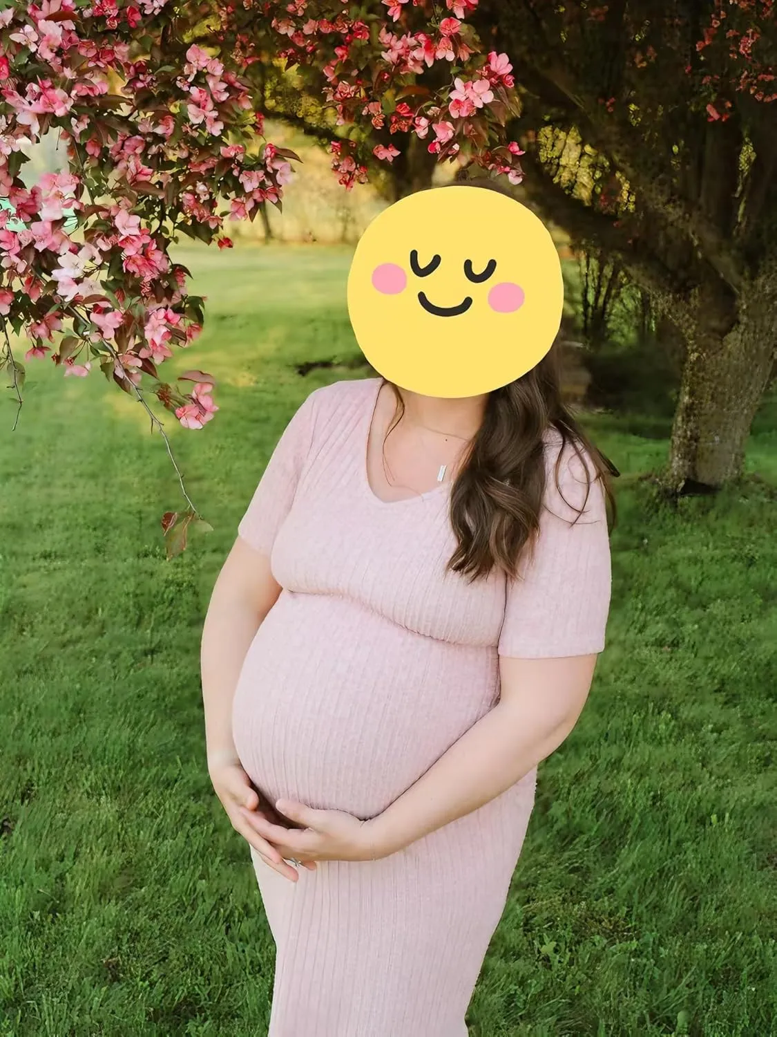 V Neck Side Ruch Knit Ribbed Maternity Bodycon DressMaternity Dress for Baby Shower
