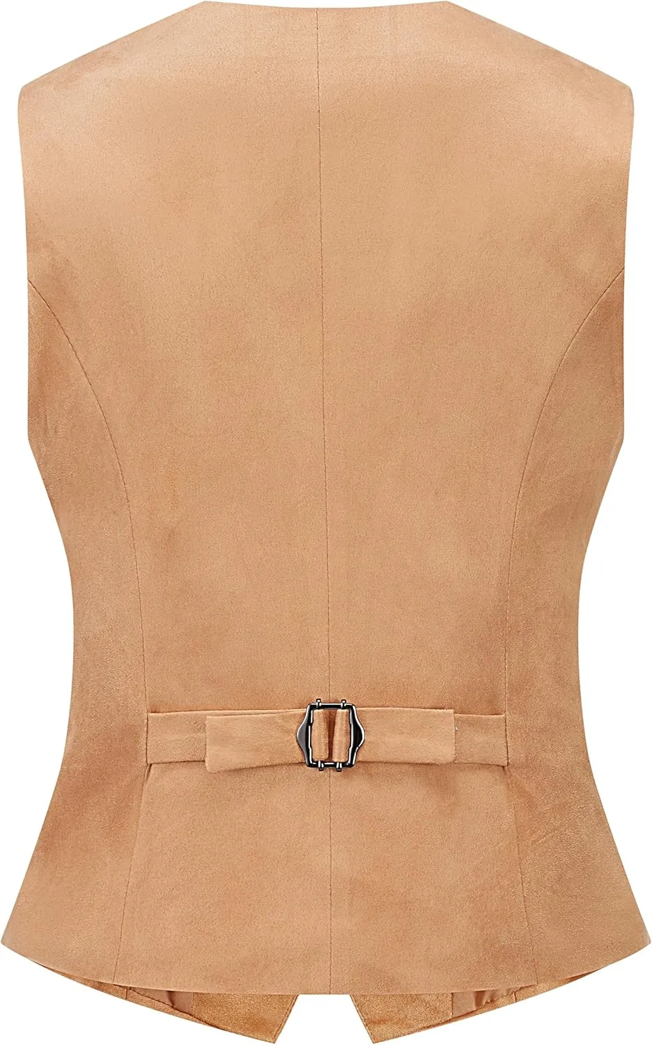 V VOCNI Women's Faux Suede Leather Suit Vest V Neck Cowgirl Vintage Western Vest Slim Fit Dress Casual Waistcoat