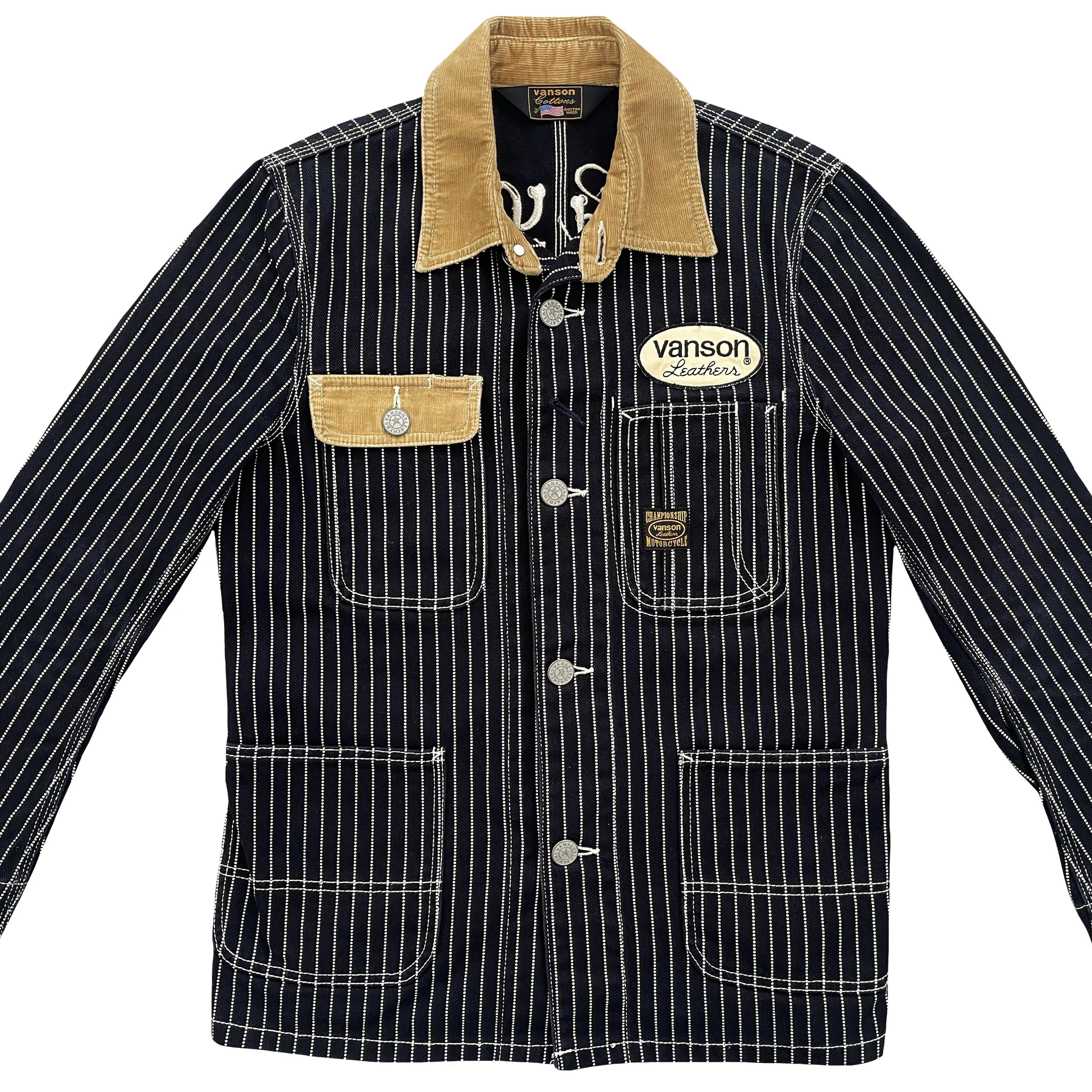 Vanson Leathers Pinstripe Worker Jacket - S
