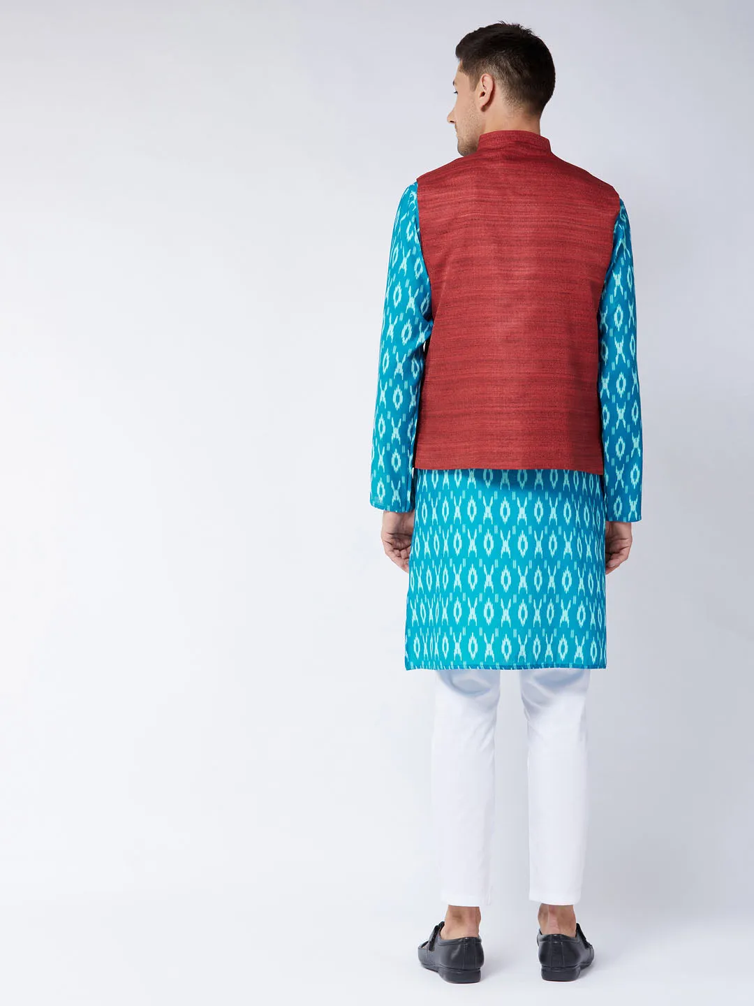 VASTRAMAY Men's Ikkat Kurta Pyjama Set