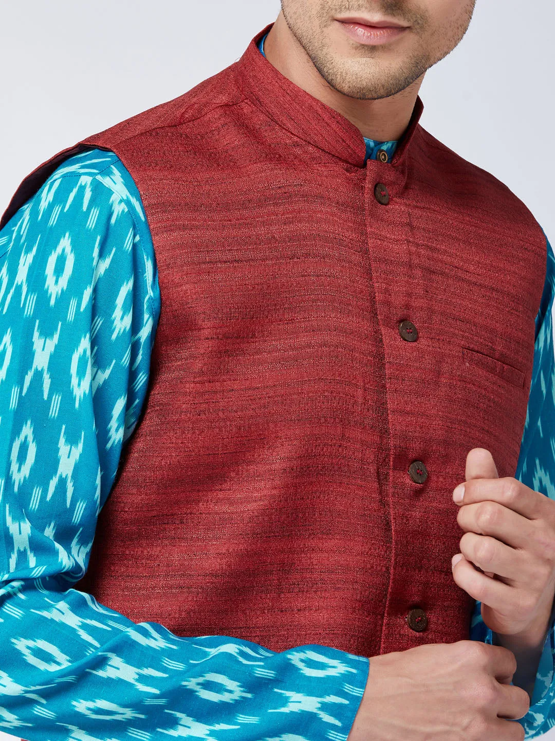VASTRAMAY Men's Ikkat Kurta Pyjama Set