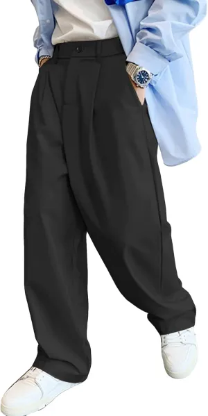 Verdusa Men's Casual Loose Wide Leg Pants Lightweight Trousers with Slant Pockets