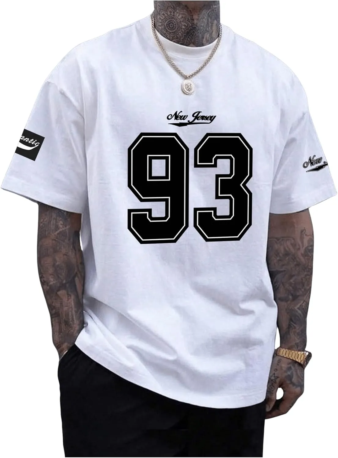 Verdusa Men's Jersey Shirt Letter Print Short Sleeve Round Neck Athletic Tee Tops