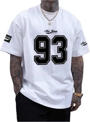 Verdusa Men's Jersey Shirt Letter Print Short Sleeve Round Neck Athletic Tee Tops