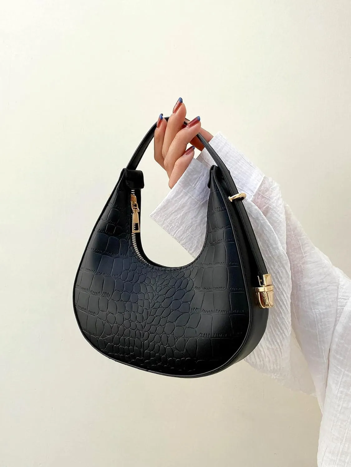 Verdusa Women's Metallic PU Leather Handbag Top Handle Hobo Purse Shoulder Bags
