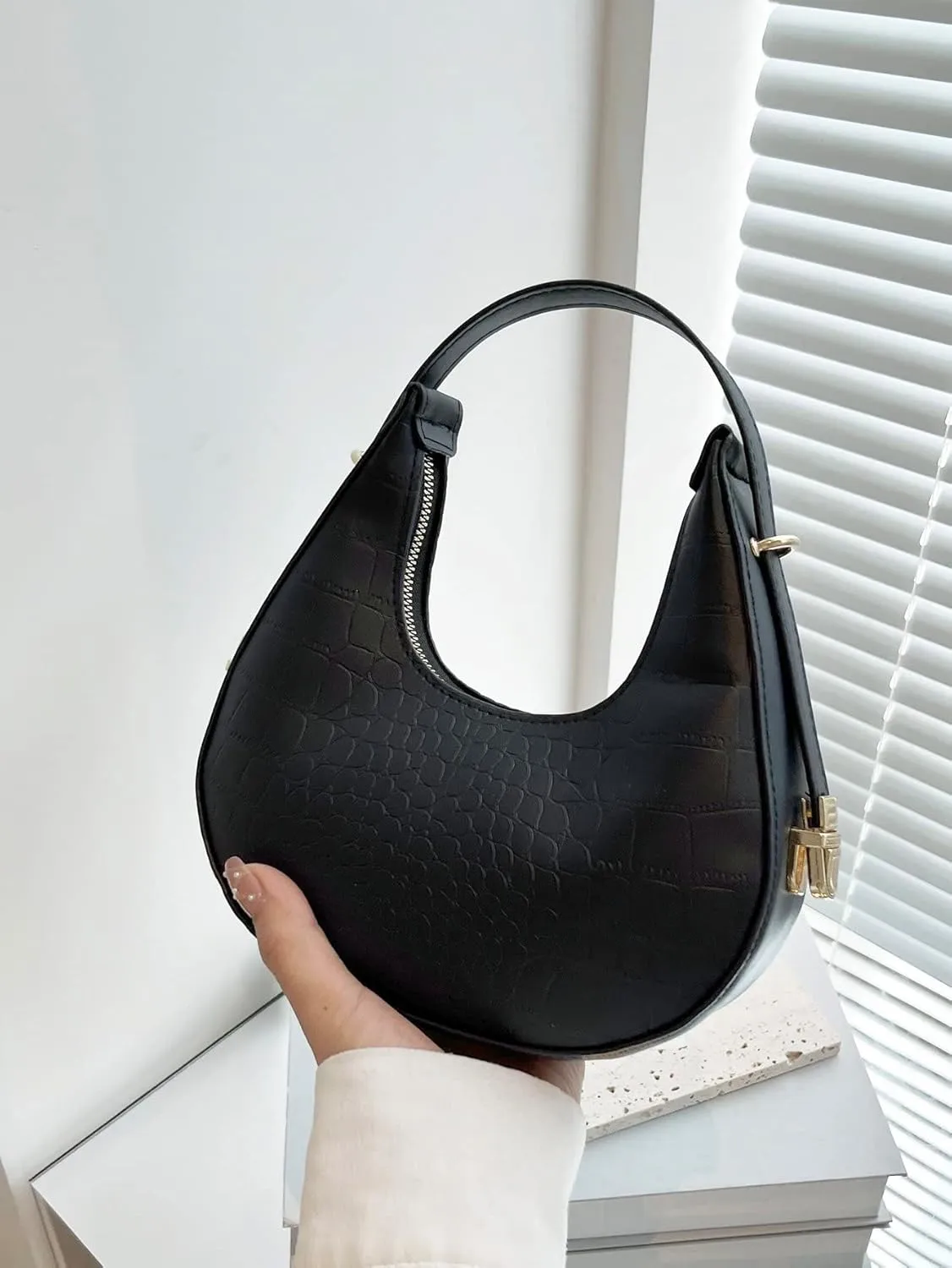 Verdusa Women's Metallic PU Leather Handbag Top Handle Hobo Purse Shoulder Bags
