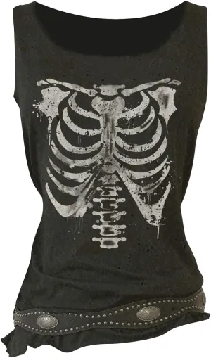WDIRARA Women's Skull Graphic Tank Top Scoop Neck Sleeveless Tee Gothic Punk Tops