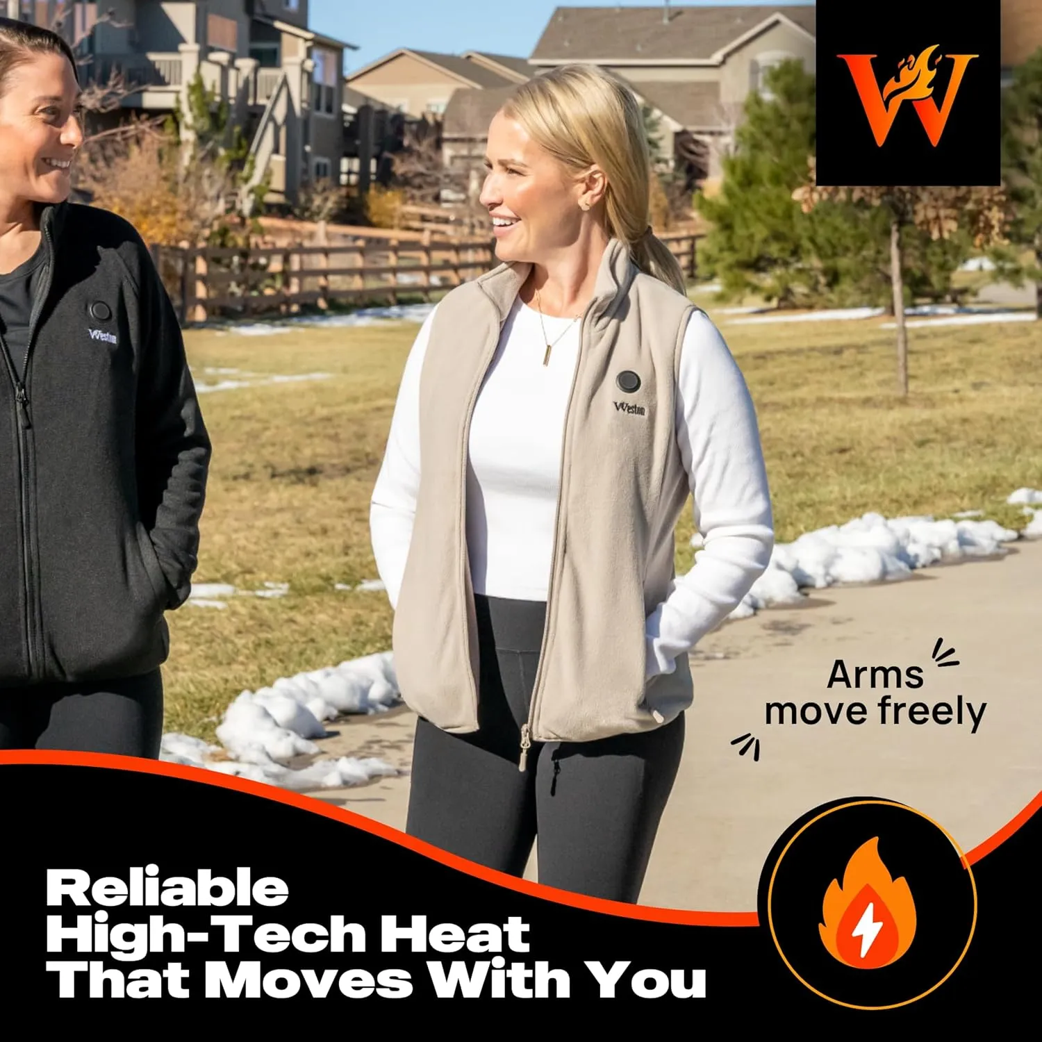 WESTON Womens Heated Fleece Vest, 4 Heating Zones, 7.4V, 4800 mAH Rechargeable Battery, Machine-Washable Womens Fleece Vest