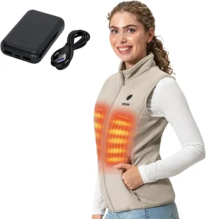WESTON Womens Heated Fleece Vest, 4 Heating Zones, 7.4V, 4800 mAH Rechargeable Battery, Machine-Washable Womens Fleece Vest