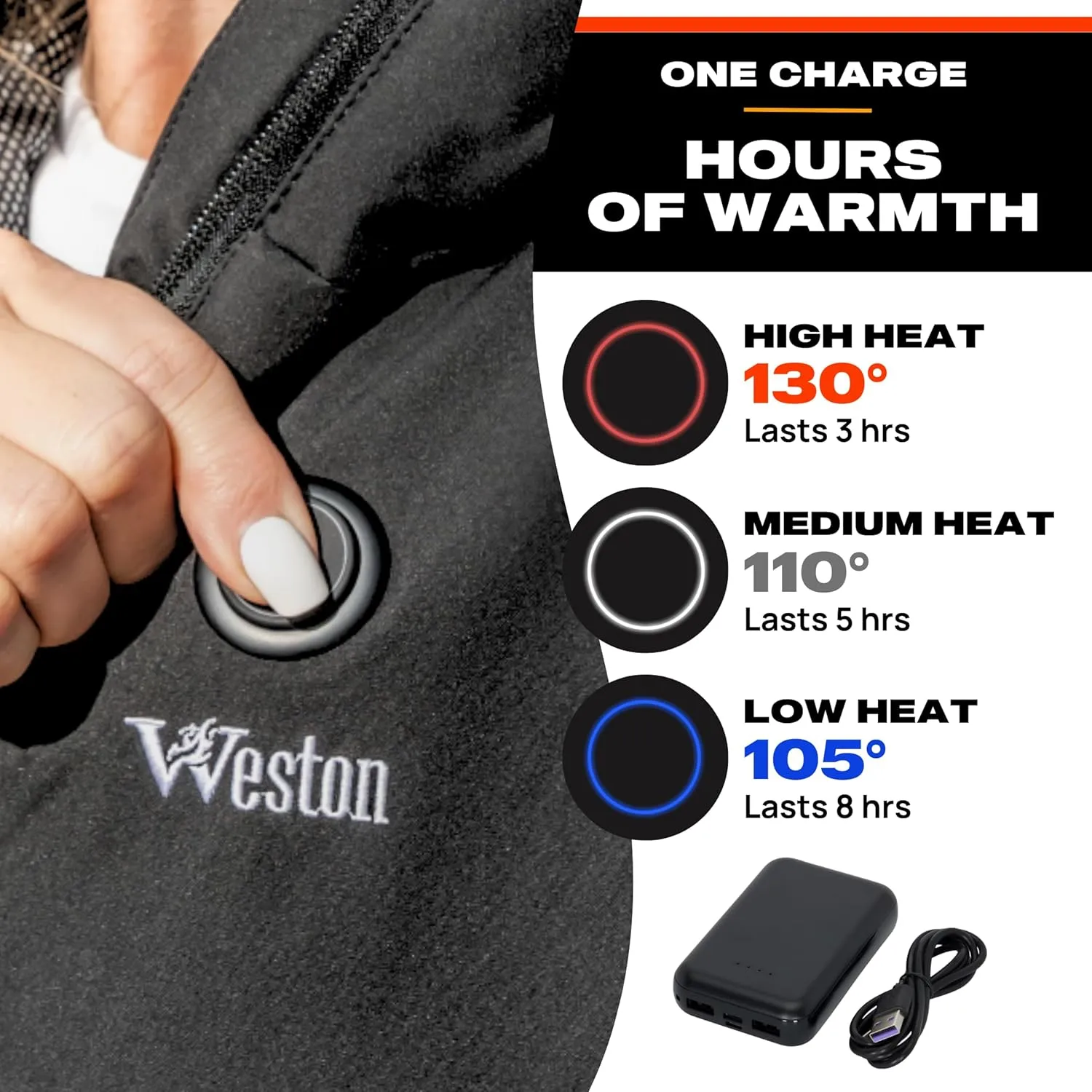 WESTON Womens Heated Fleece Vest, 4 Heating Zones, 7.4V, 4800 mAH Rechargeable Battery, Machine-Washable Womens Fleece Vest