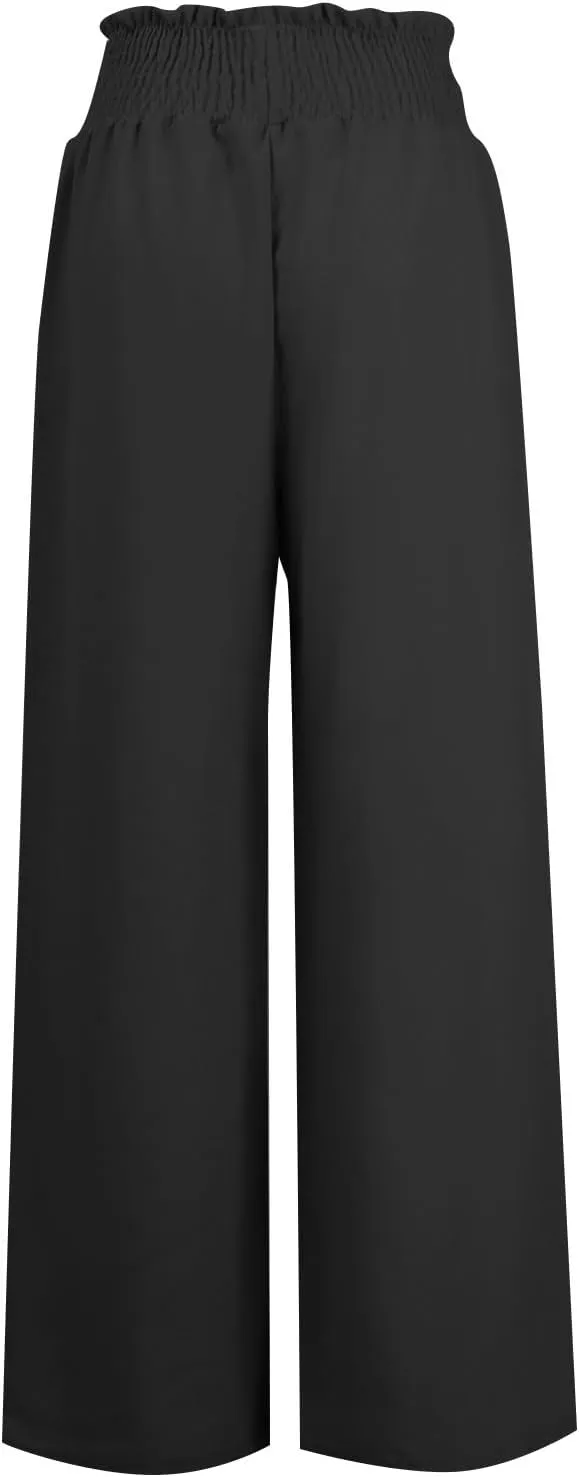 Women Cotton Linen Summer Floral Pant Trousers Elastic Waist Baggy Stretchy Slim Fit Trousers Trendy