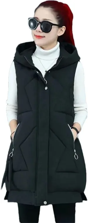 Women Cotton Vests Winter Hooded Waistcoat Korean Loose Down Cotton Coats Thicken Warm Padded Jacket Sleeveless Vests