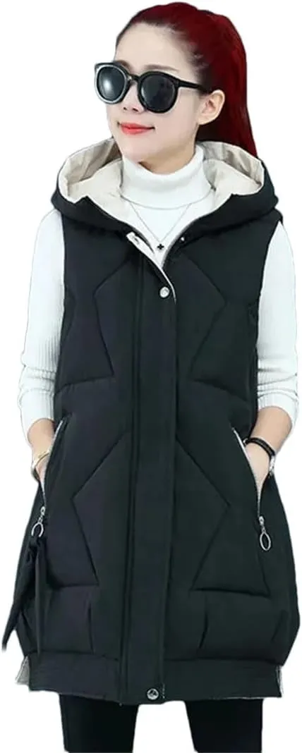 Women Cotton Vests Winter Hooded Waistcoat Korean Loose Down Cotton Coats Thicken Warm Padded Jacket Sleeveless Vests