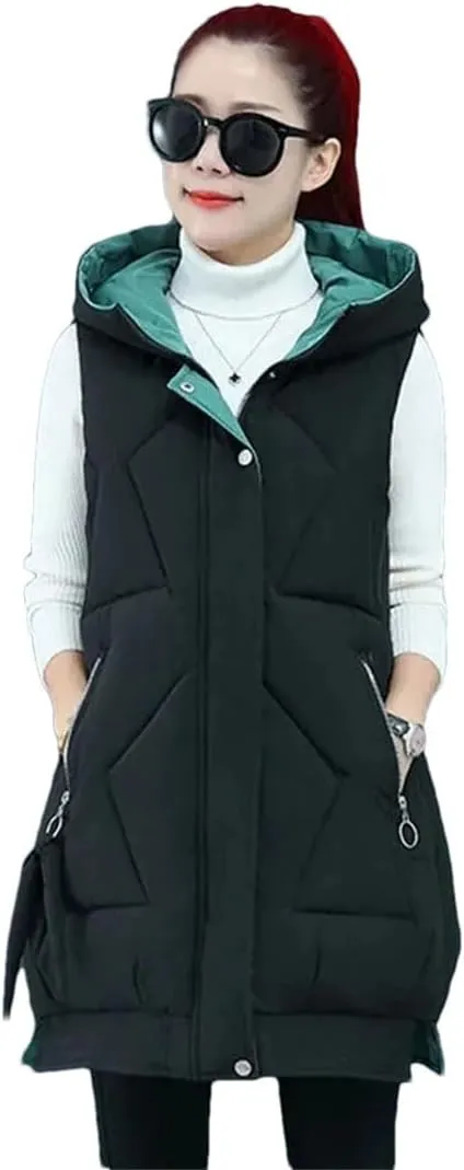 Women Cotton Vests Winter Hooded Waistcoat Korean Loose Down Cotton Coats Thicken Warm Padded Jacket Sleeveless Vests