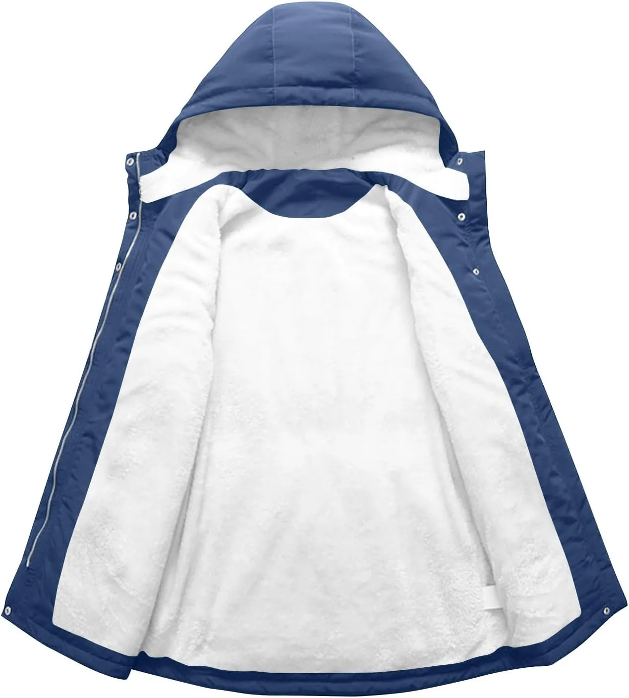 Women Faux Fur Hooded Parka Coats Winter Fleece Sherpa Lined Mid Length Jacket Winter Outwear Windproof Warm Jackets
