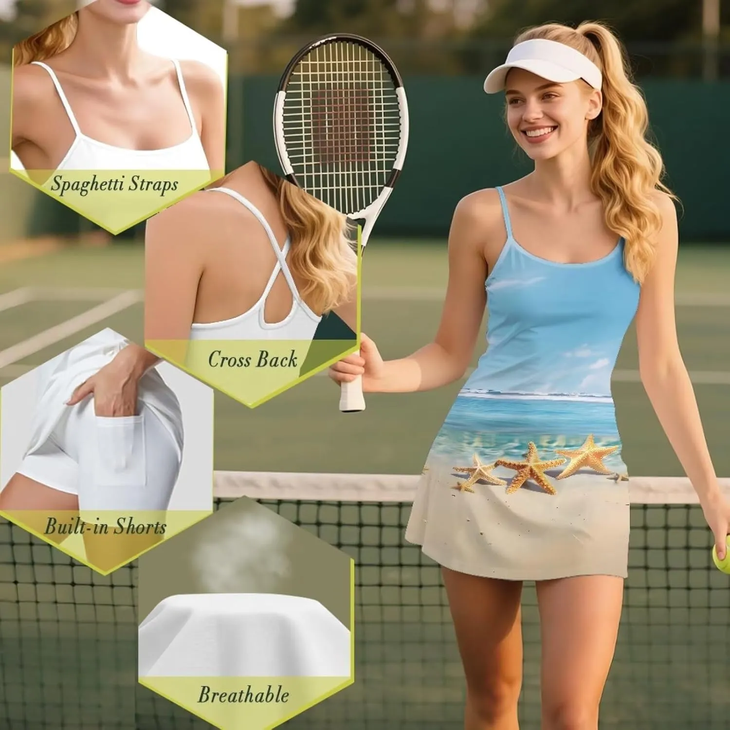 Women Golf Dress Sets Summer 2 in 1 Tennis Sport Athletic Workout Outfits with Built in Short Size XS-2XL