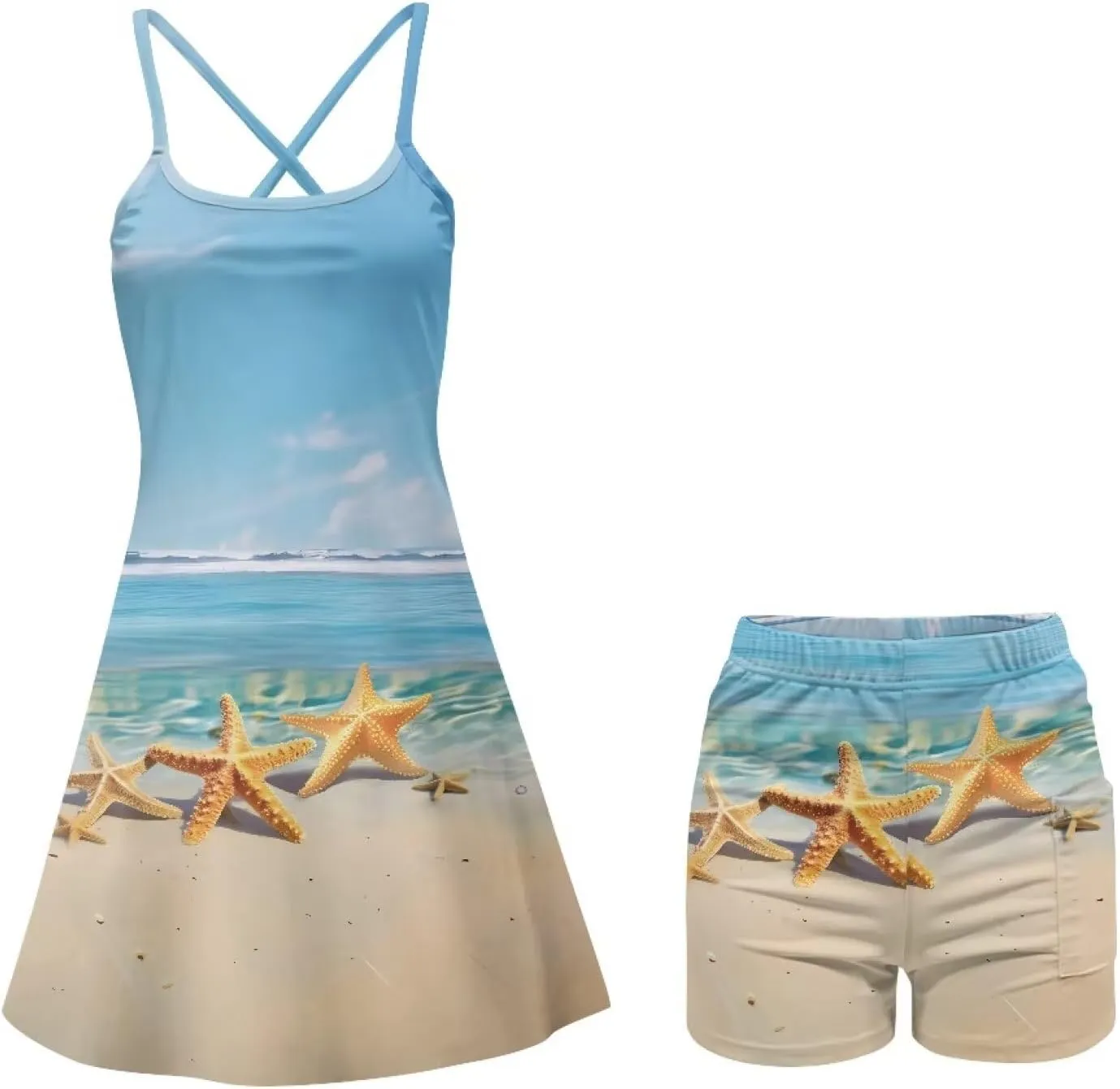 Women Golf Dress Sets Summer 2 in 1 Tennis Sport Athletic Workout Outfits with Built in Short Size XS-2XL
