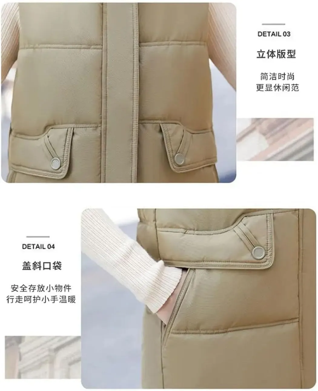 Women Korean Casual Down Cotton Vests Long Hooded Waistcoat Winter Cotton-Padded Jacket Coat Fashion Sleeveless Vests