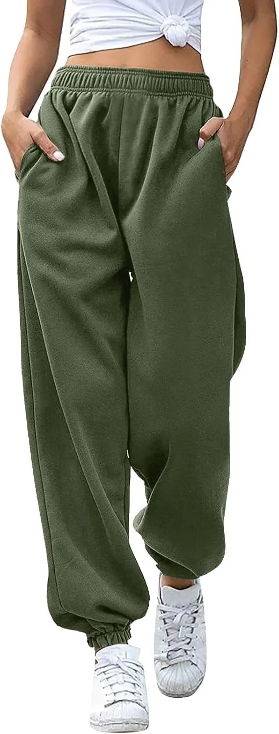 Women Linen Blend Summer Y2K Fashion Pant Trousers Elastic Waist Baggy Stretchy Loose Fit Pant Trousers Office