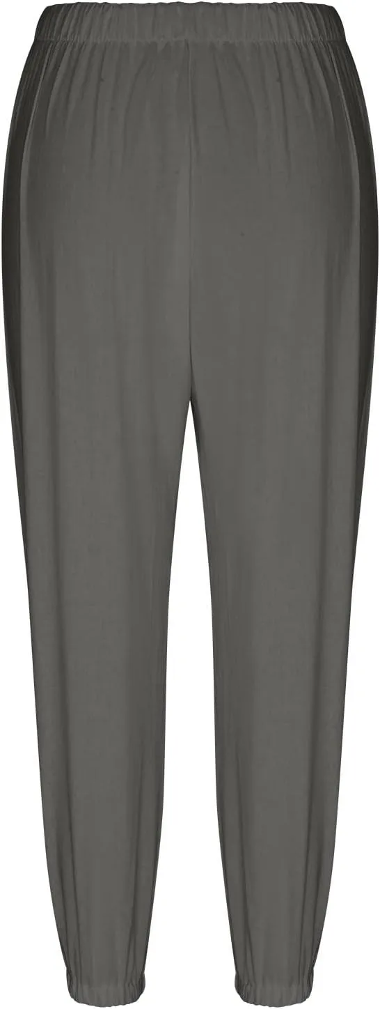 Women Linen Summer Boho Pant Trousers Low Waist Stretchy Plus Size Trouser Business Work