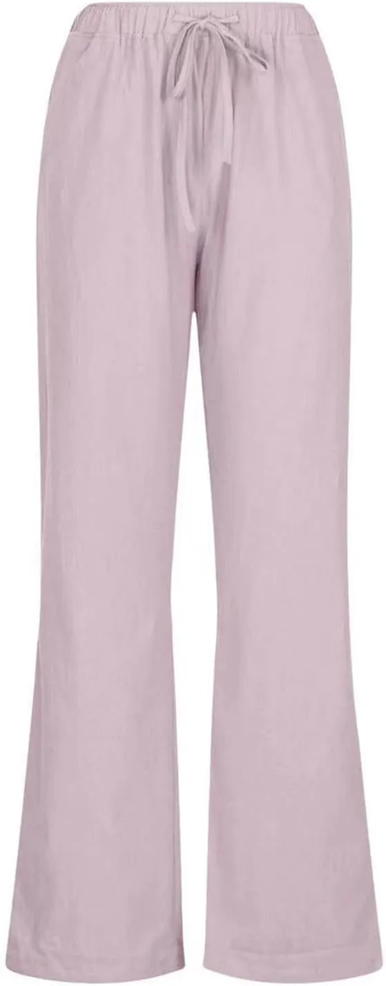 Women Linen Summer Tie Knot Palazzo Pants Low Waist Bootcut Loose Fit Trouser Trendy