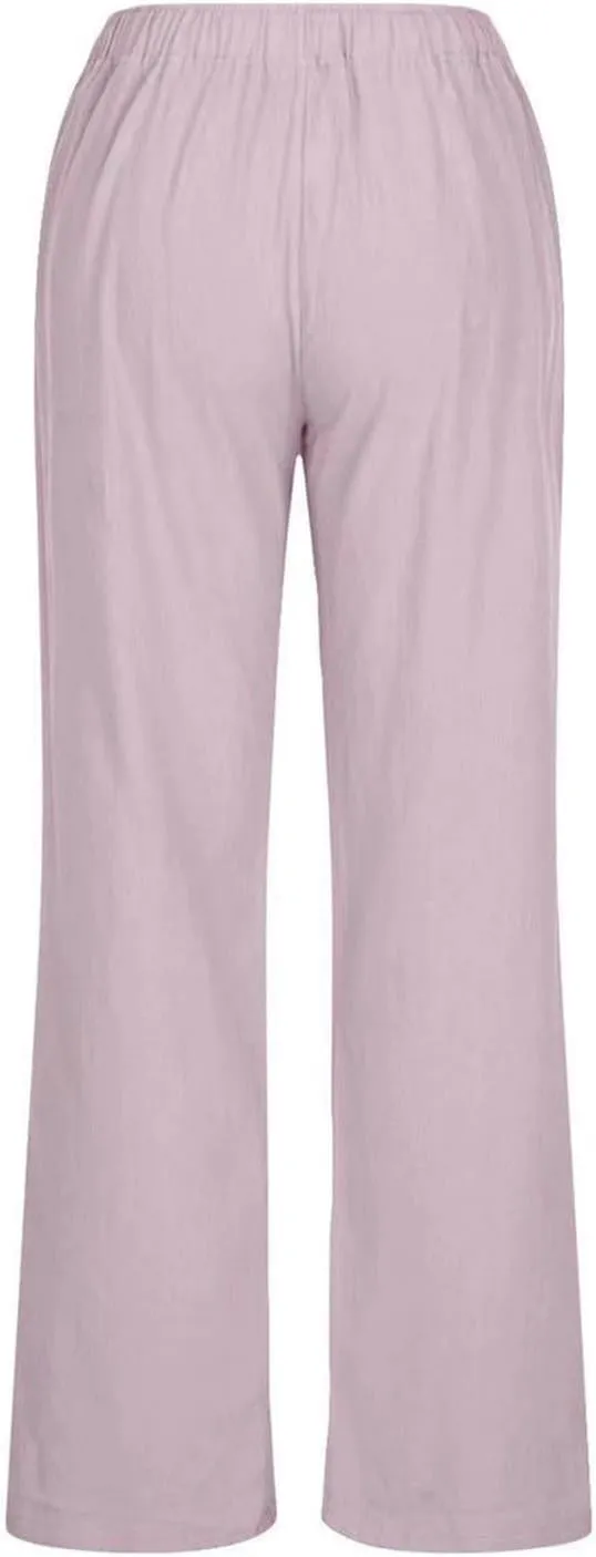 Women Linen Summer Tie Knot Palazzo Pants Low Waist Bootcut Loose Fit Trouser Trendy