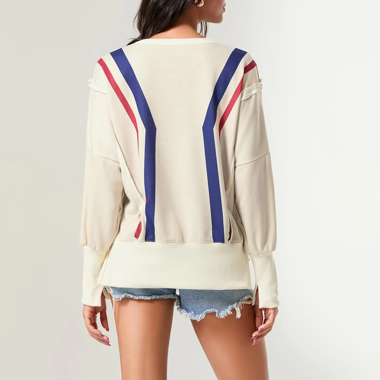 Women Oversized Graphic Sweatshirt Y2K Long Sleeve Crewneck Drop Shoulder Tee Shirt Vintage Loose Fit Pullover Tops