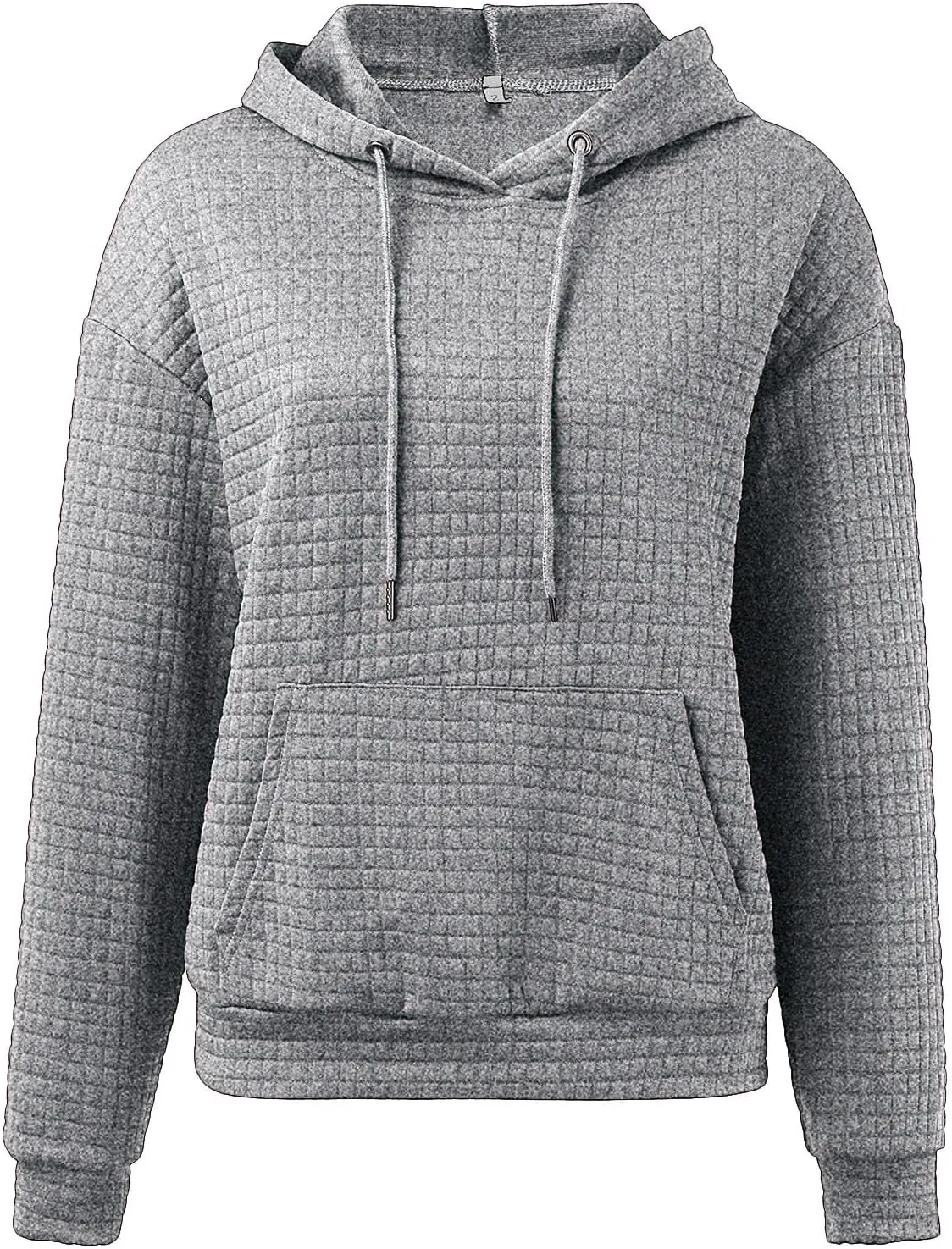 Women Oversized Hoodies Casual Basic Waffle Long Sleeve Pullover Top Solid Hooded Sweatshirt with Pocket