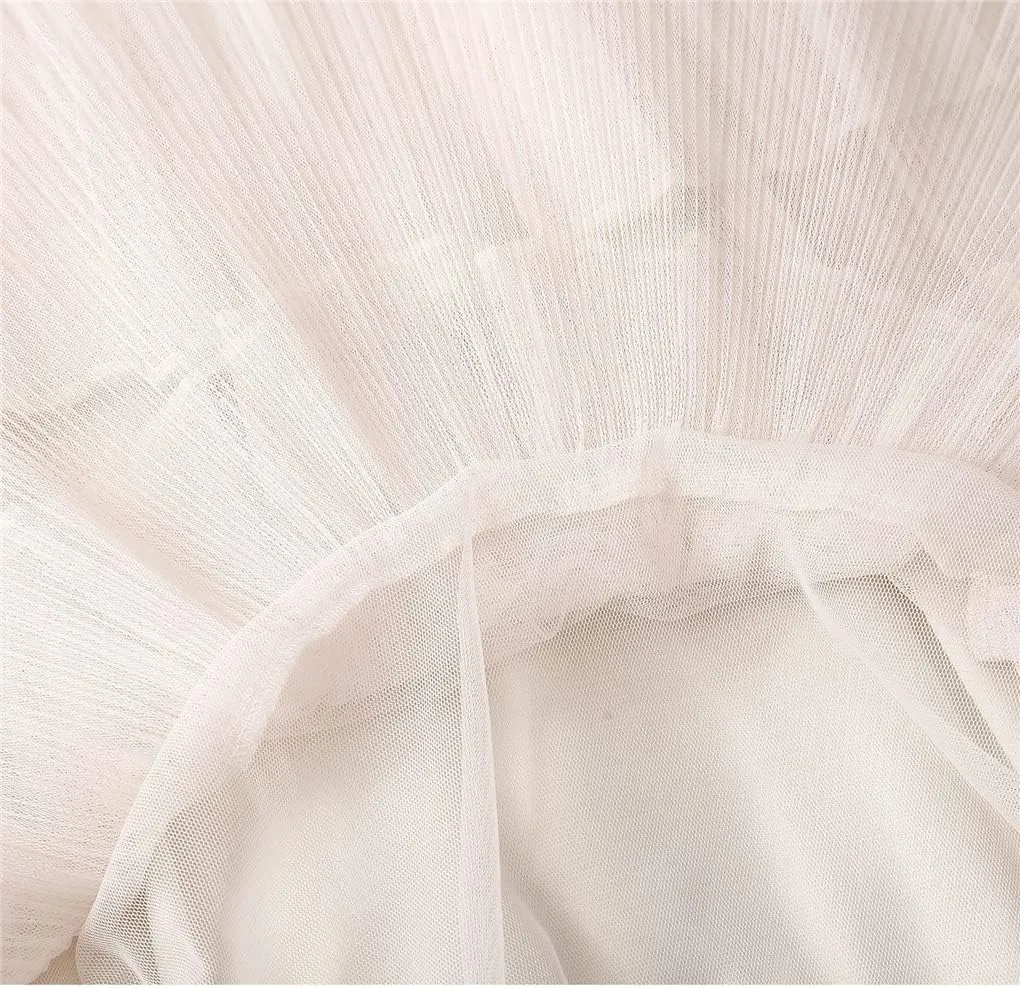 Women Summer Cake Skirt Tulle Skirts Fashion Elastic High Waist Midi Skirt Pleated Female Skirts