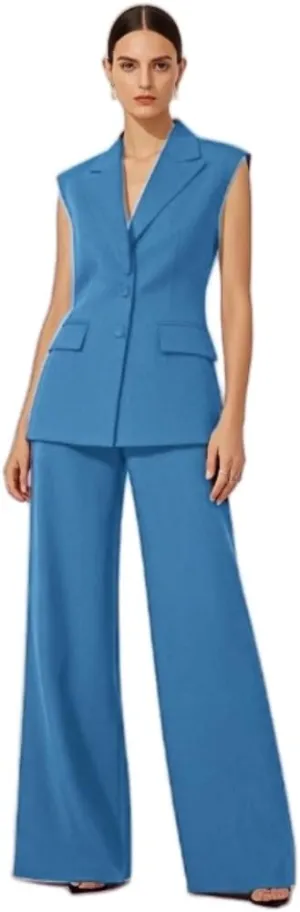 Womens 2 Pcs Outfits Vest and Pants Summer Sleeveless Blazer Tuxedos Set Business Wedding Work
