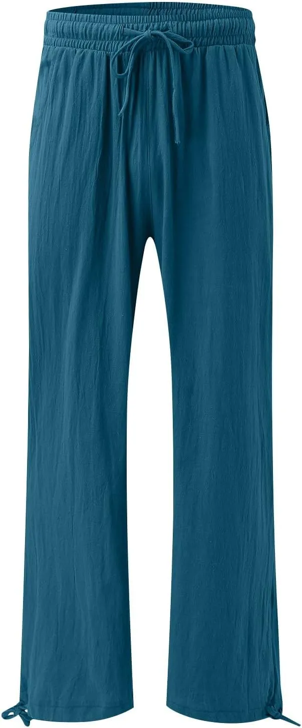Women's 2024 Casual Wide Leg Pants High Waist Drawstring Loose Fit Trousers Elastic Waist Wide Leg Pants with Pockets