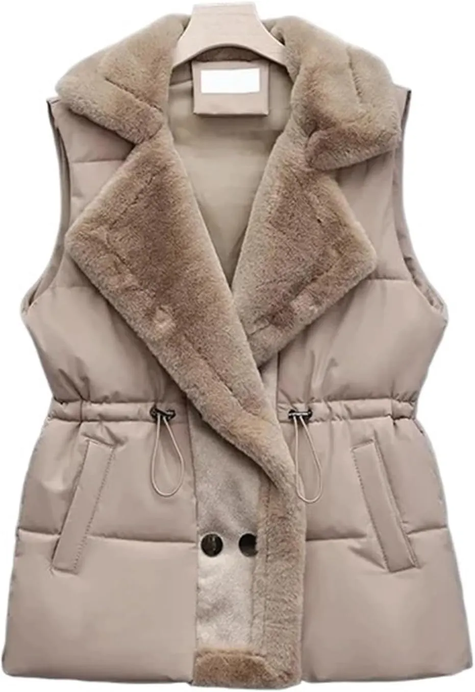 Women's Autumn Winter Down Cotton-Padded Vest Jacket Sleeveless Suit Collar Waist Waistcoat Short Coat Ladies Tops