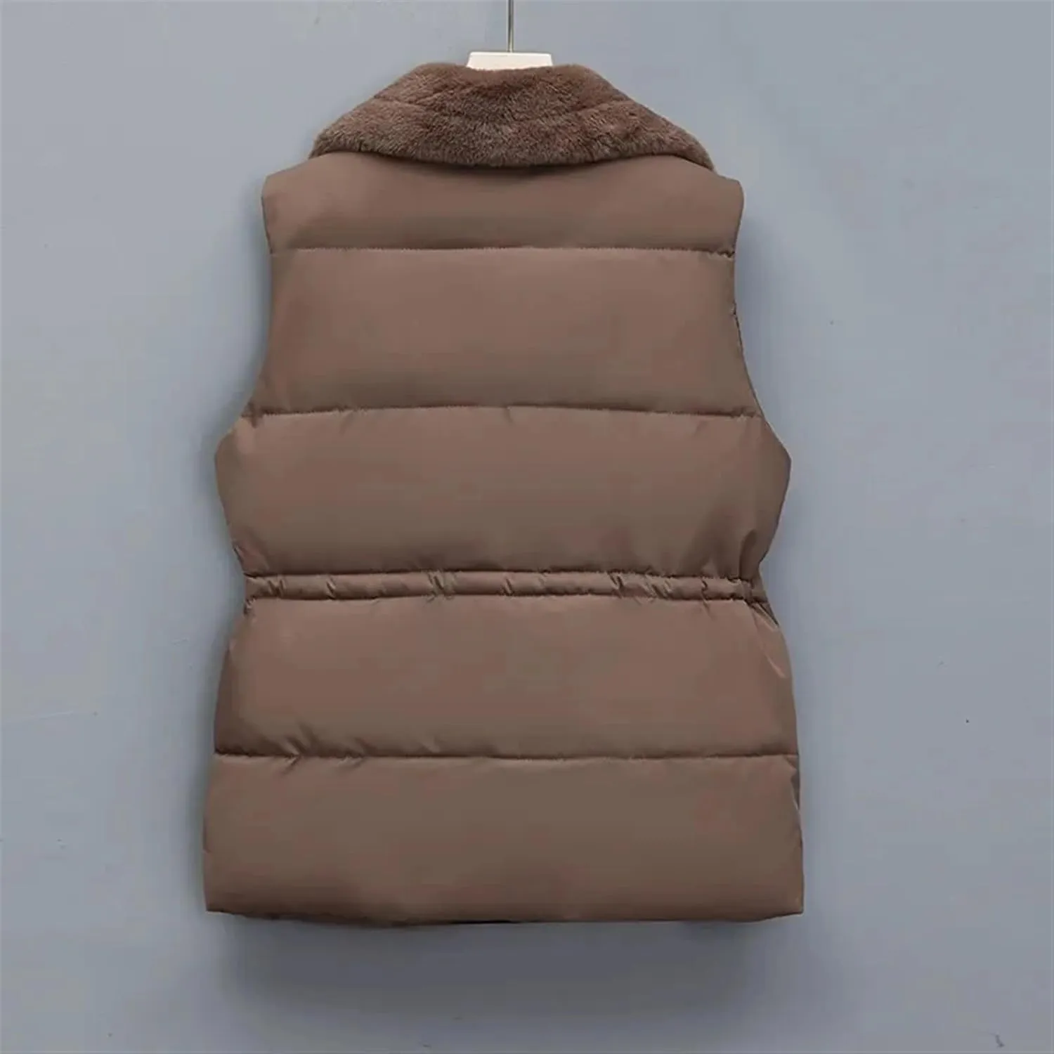 Women's Autumn Winter Down Cotton-Padded Vest Jacket Sleeveless Suit Collar Waist Waistcoat Short Coat Ladies Tops