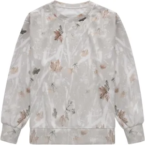 Womens Camo Maple Leaf Hoodie Oversized Lightweight Printed Fleece Sweatshirt Grey S