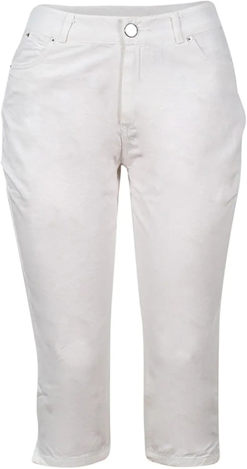 Women's Capri Jeans Skinny Denim Pants Plus Size Capris with Pockets High Waist Summer Pants Cropped Jegging Trousers