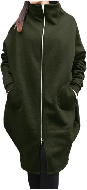 Women's Casual Oversized Hoodies Long Tunic Sweatshirts Jackets Plus Size Zip up Hoodie with Pockets