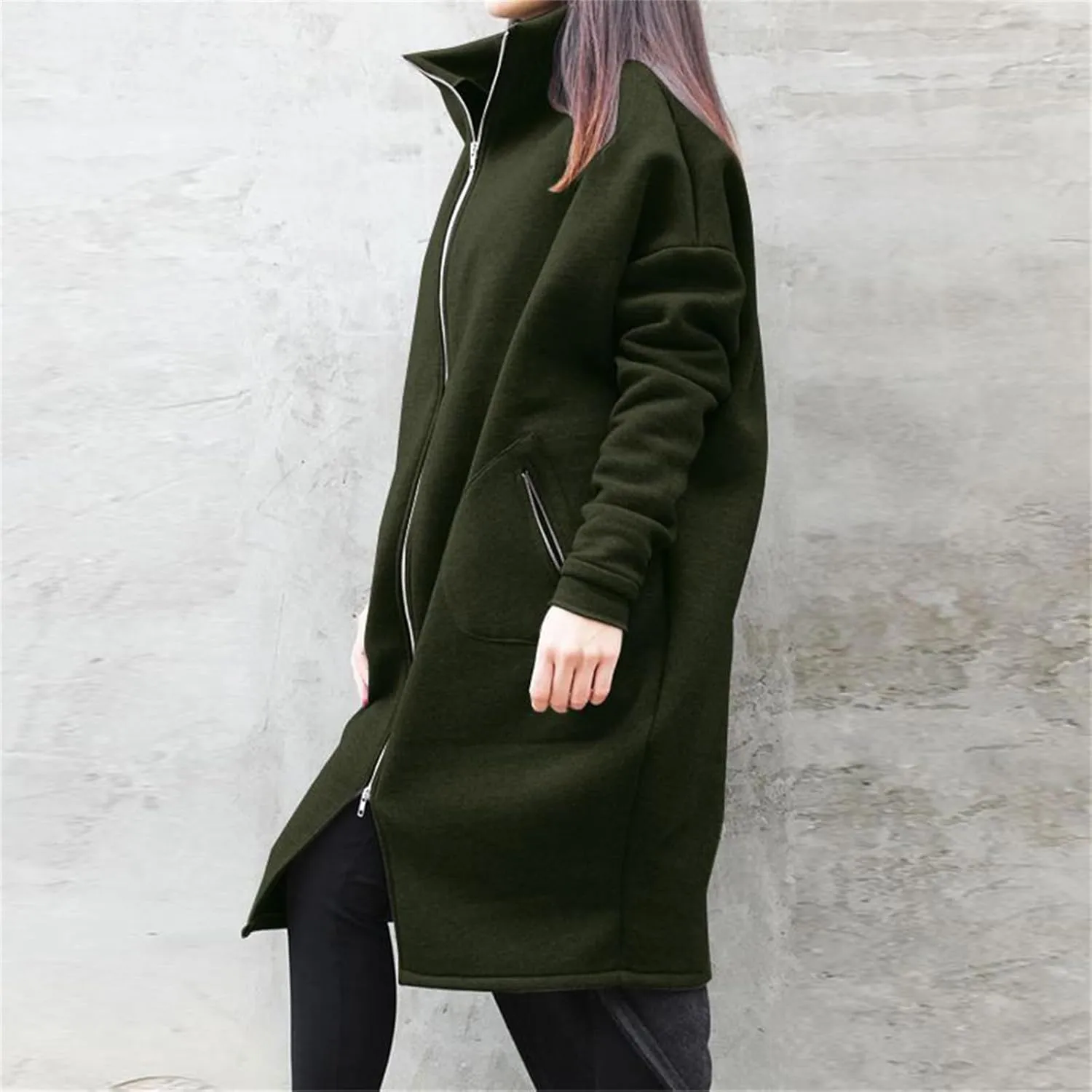 Women's Casual Oversized Hoodies Long Tunic Sweatshirts Jackets Plus Size Zip up Hoodie with Pockets