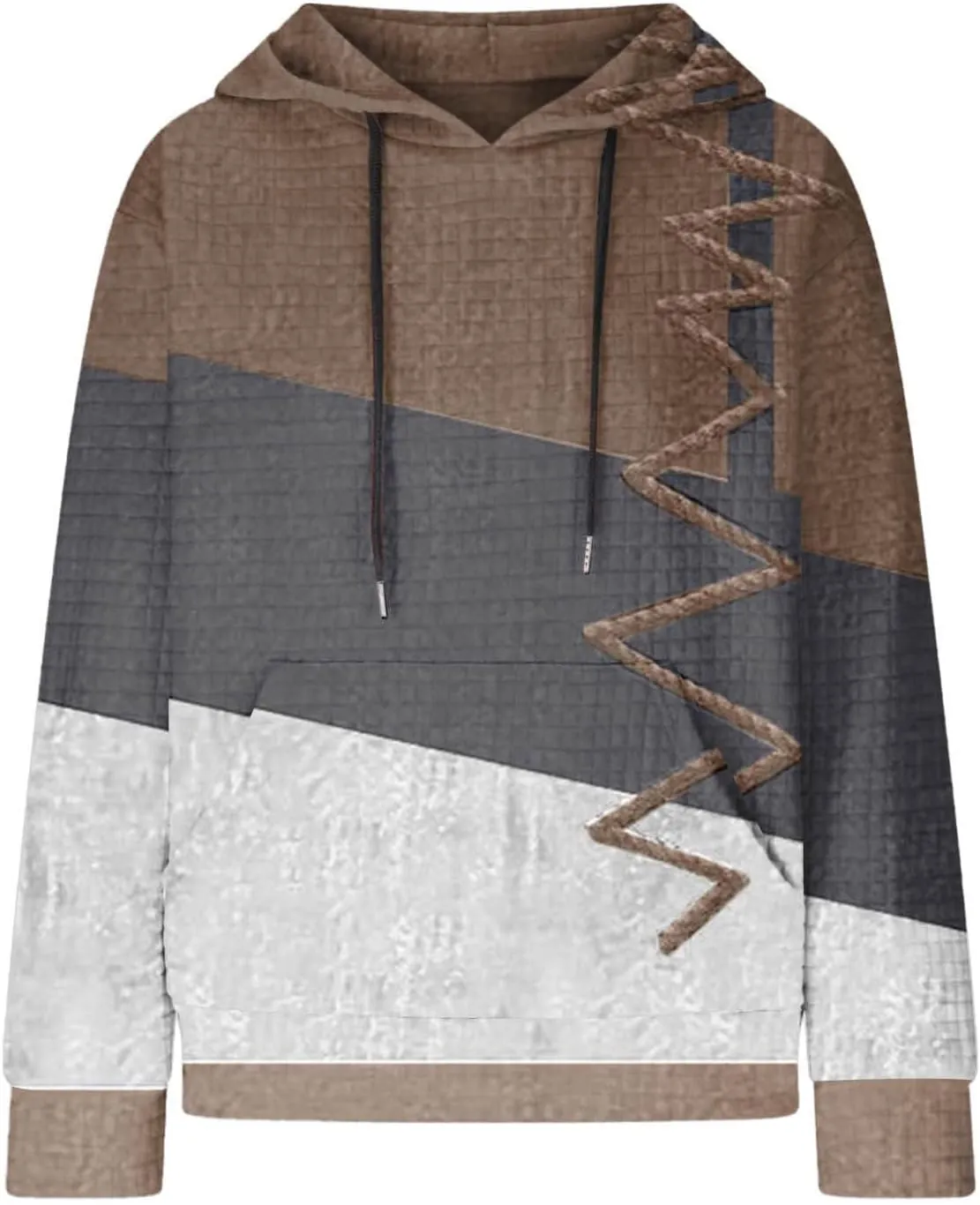 Women's Causal Oversized Cotton Hoodies Long Sleeve Pullover Color Hooded Pactchwork Sweatshirt Autumn & Winter