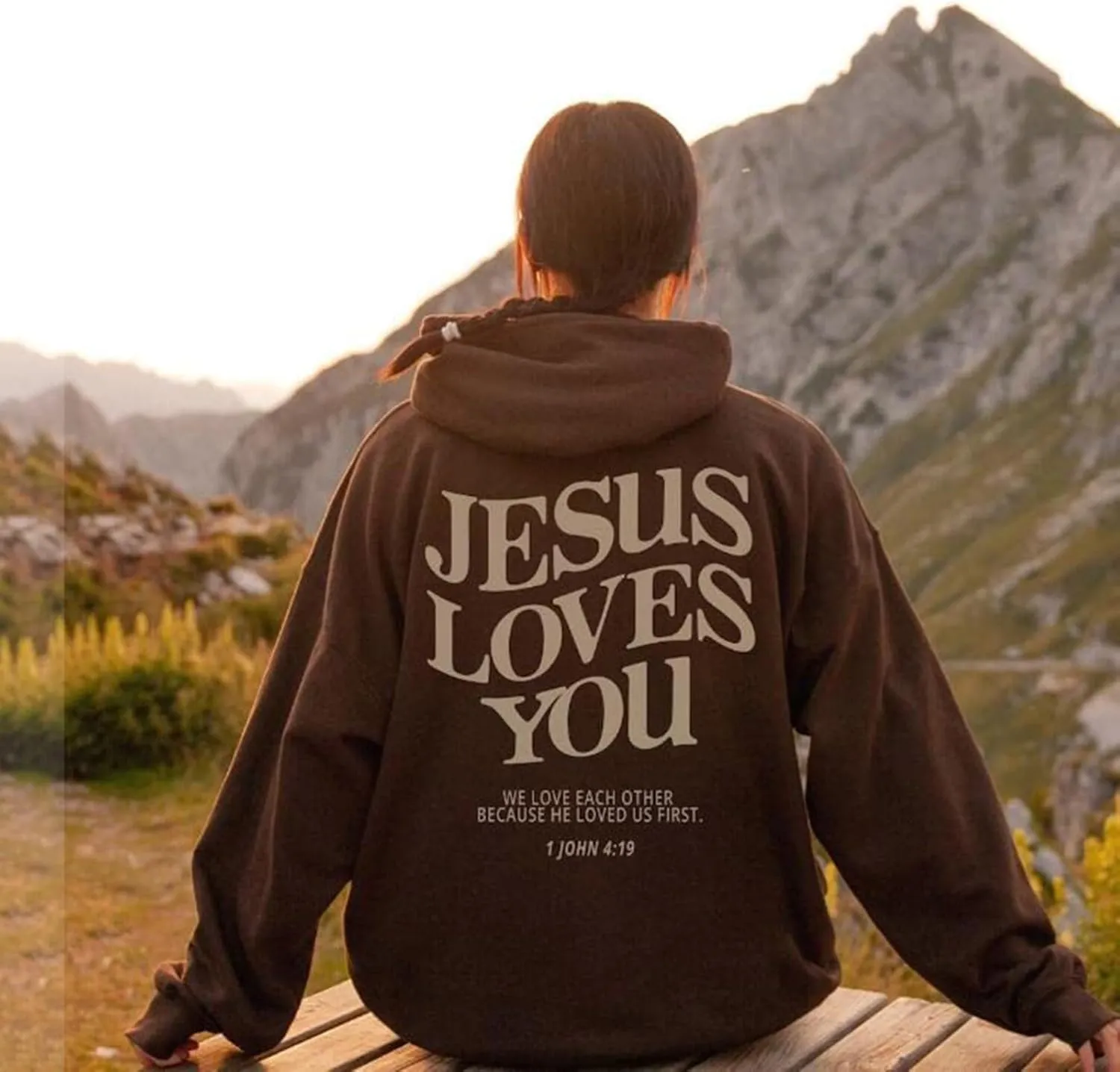 Women's Christian Jesus Loves You Hoodie - Faith Over Fear Pullover for Women