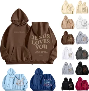 Women's Christian Jesus Loves You Hoodie - Faith Over Fear Pullover for Women