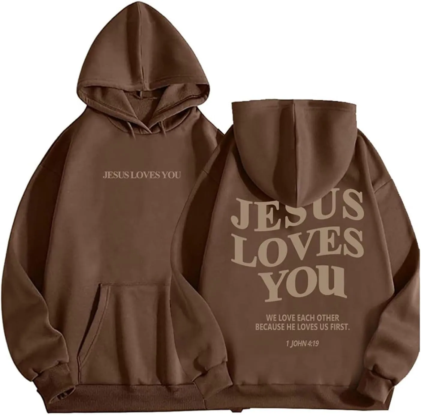 Women's Christian Jesus Loves You Hoodie - Faith Over Fear Pullover for Women