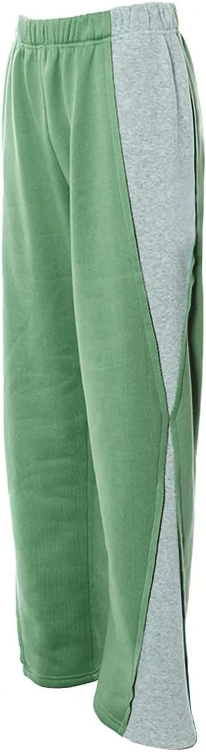 Women's Color Block Wide Leg Sweatpants Casual Elastic Waist Jogger Pants Trousers