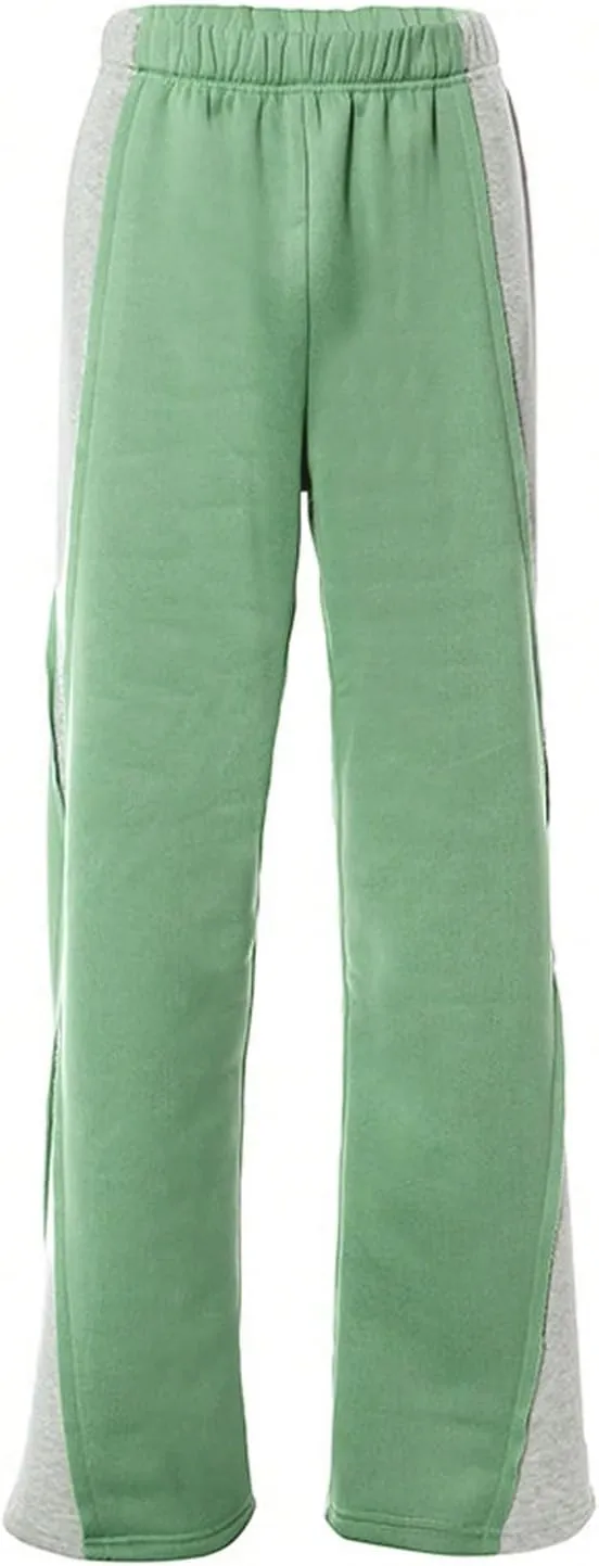 Women's Color Block Wide Leg Sweatpants Casual Elastic Waist Jogger Pants Trousers